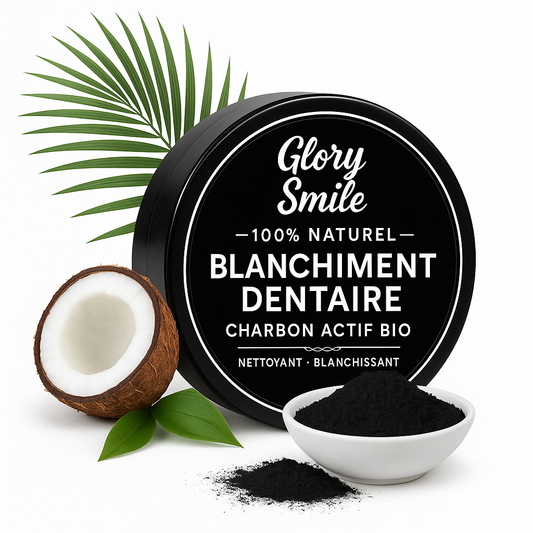 Poudre de charbon actif bio GlorySmile pour blanchiment des dents