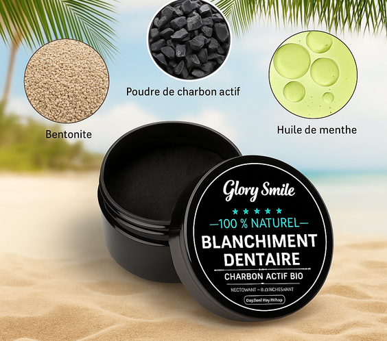 Blanchiment naturel des dents avec poudre de charbon actif GlorySmile